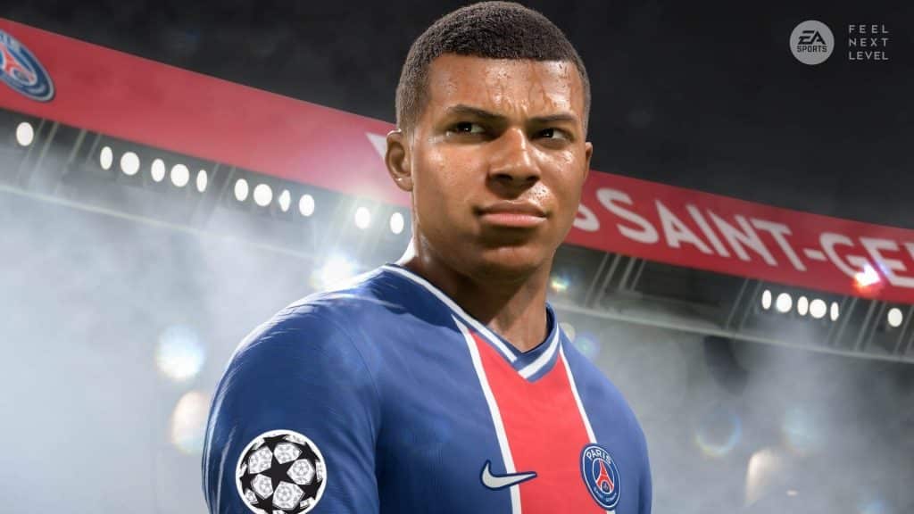 kylian mbappe posing in fifa 22 ultimate team