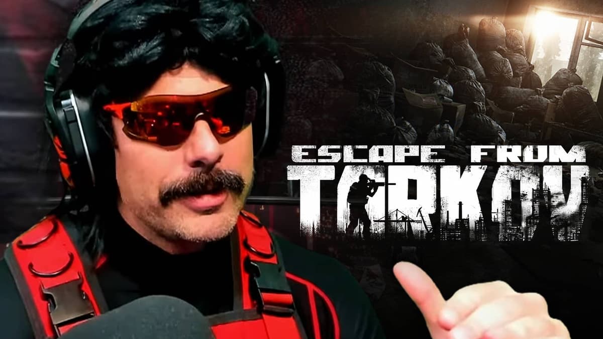 Dr Disrespect next to Escape from Tarkov.