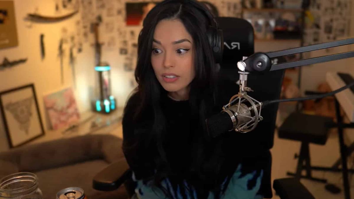 Valkyrae worried on YouTube stream.