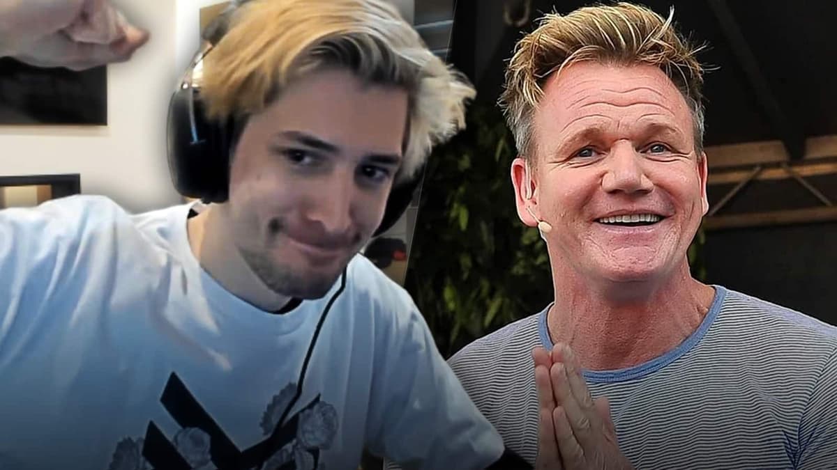 xQc celebrates next to Gordon Ramsay.