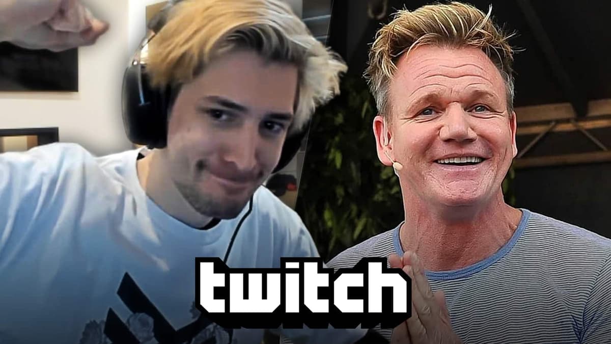 xQc celebrates next to Gordon Ramsay.