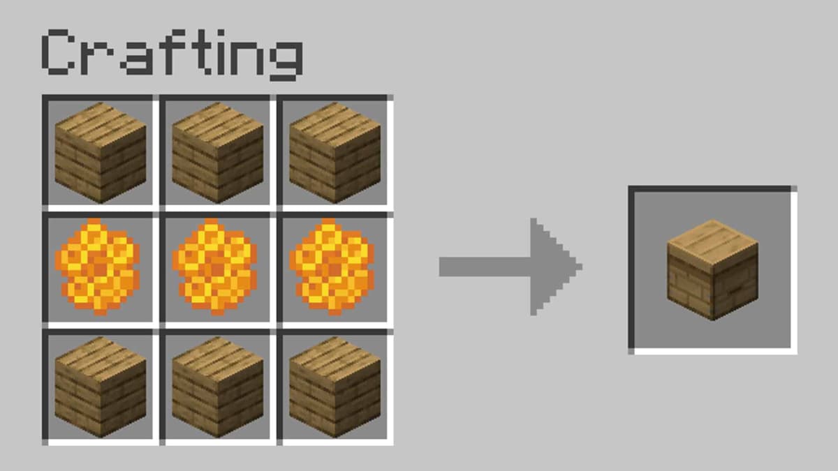 A screenshot of the crafting grid for a Beehive in Minecraft.