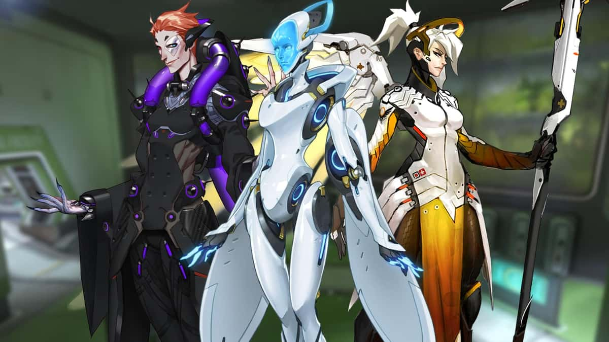 overwatch moira echo mercy stand on horizon lunar colony