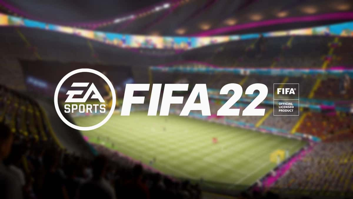 FIFA 22 logo over stadium