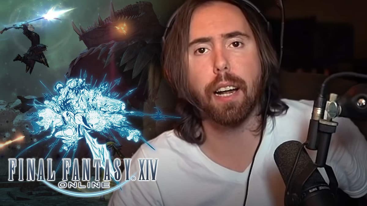 Asmongold talks next to Final Fantasy XIV stream.