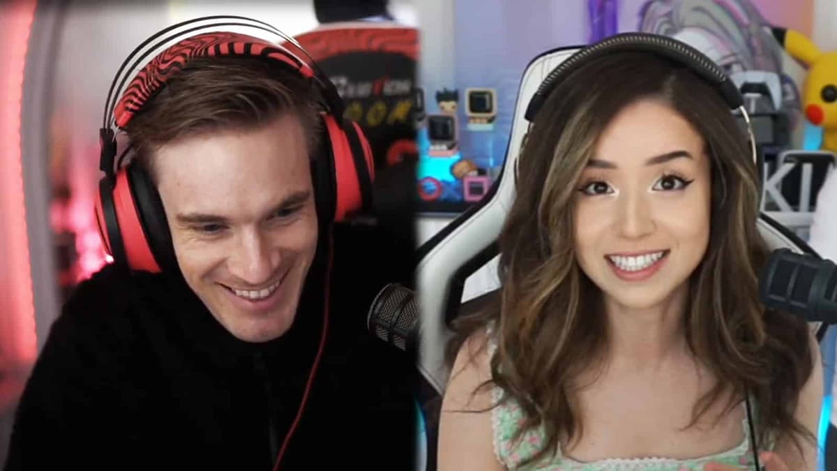 YouTuber PewDiePie next to Twitch streamer Pokimane