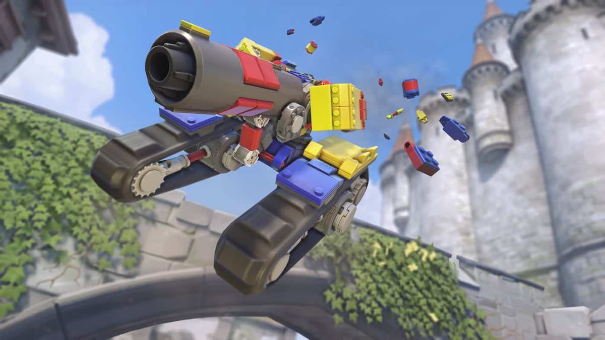 Overwatch LEGO brick bastion skin on eichenwalde in tank formation