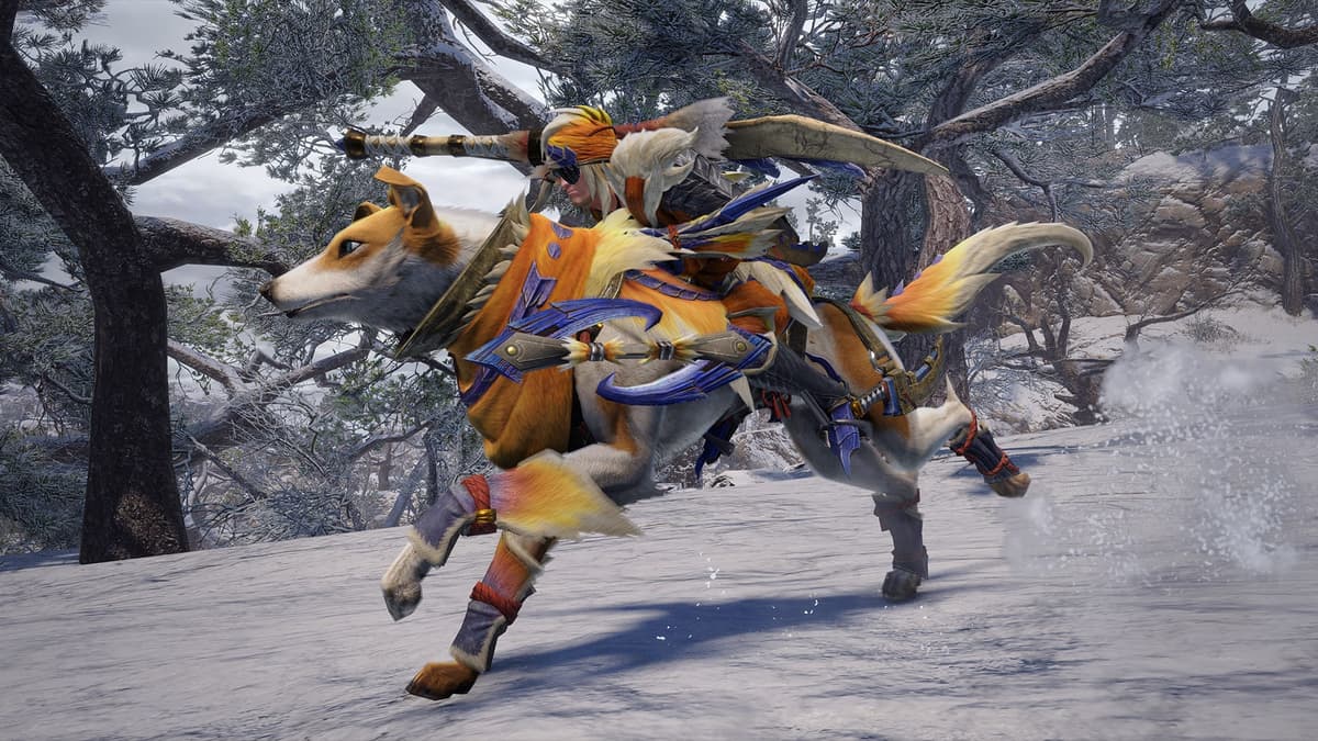 Monster Hunter Rise screenshot showing a Palamute