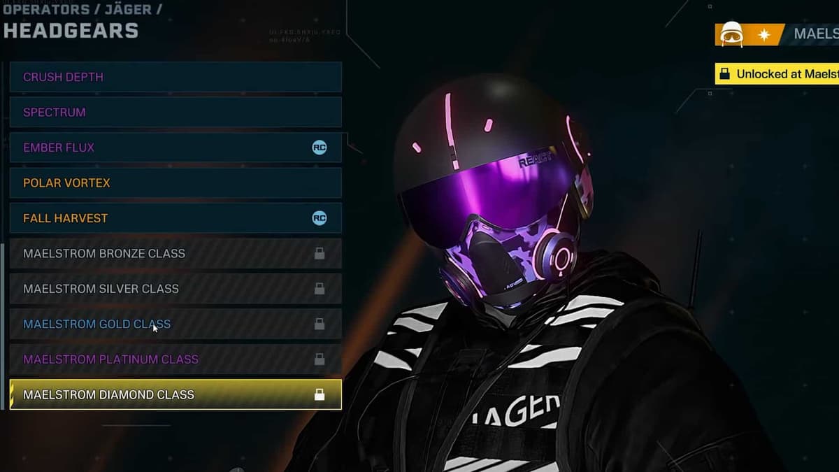 Rainbow Six Extraction diamond headgear for Maelstrom Protocol