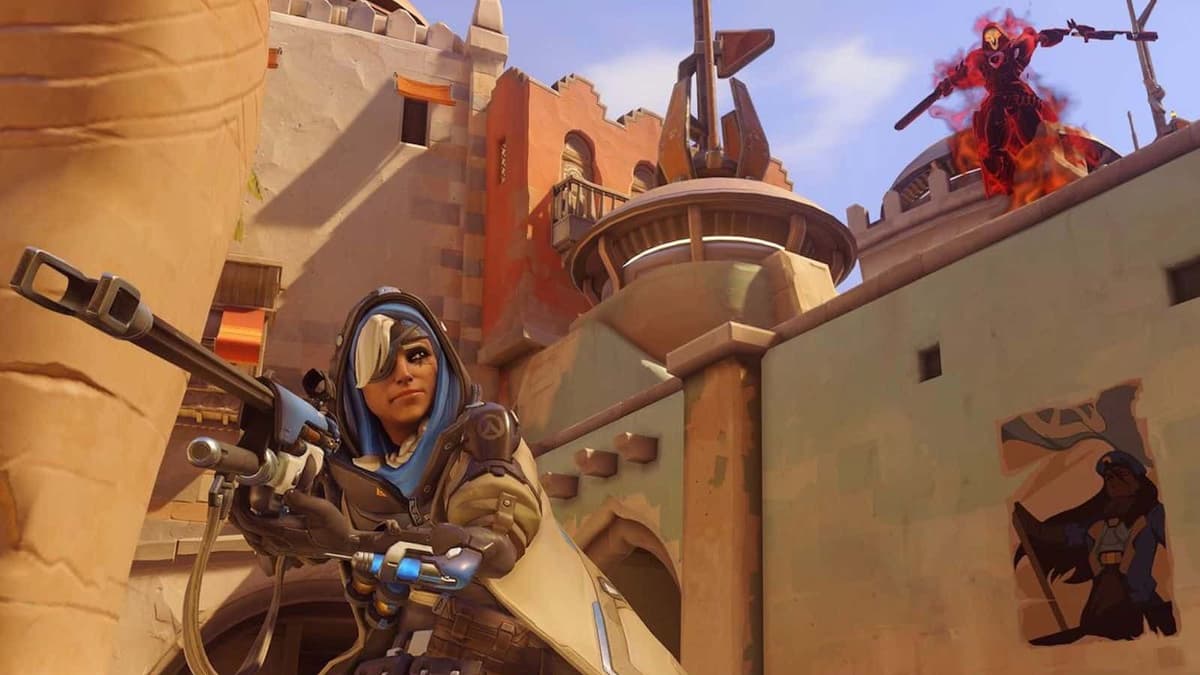 overwatch ana being watched by reaper on temple of anubis