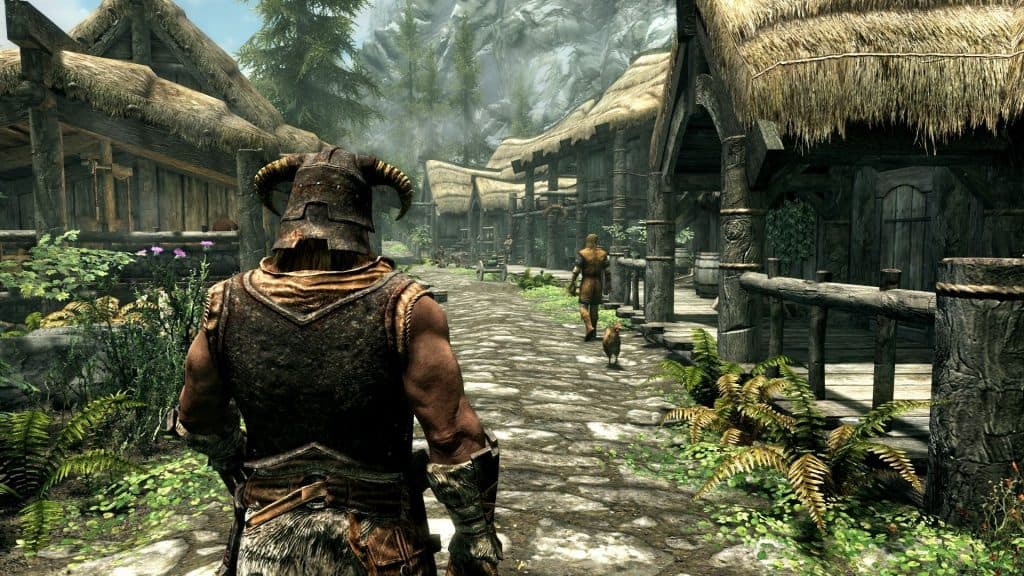 dovahkiin walking through town