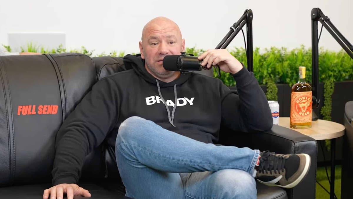 Dana White talking into mic on Nelk Boys couch