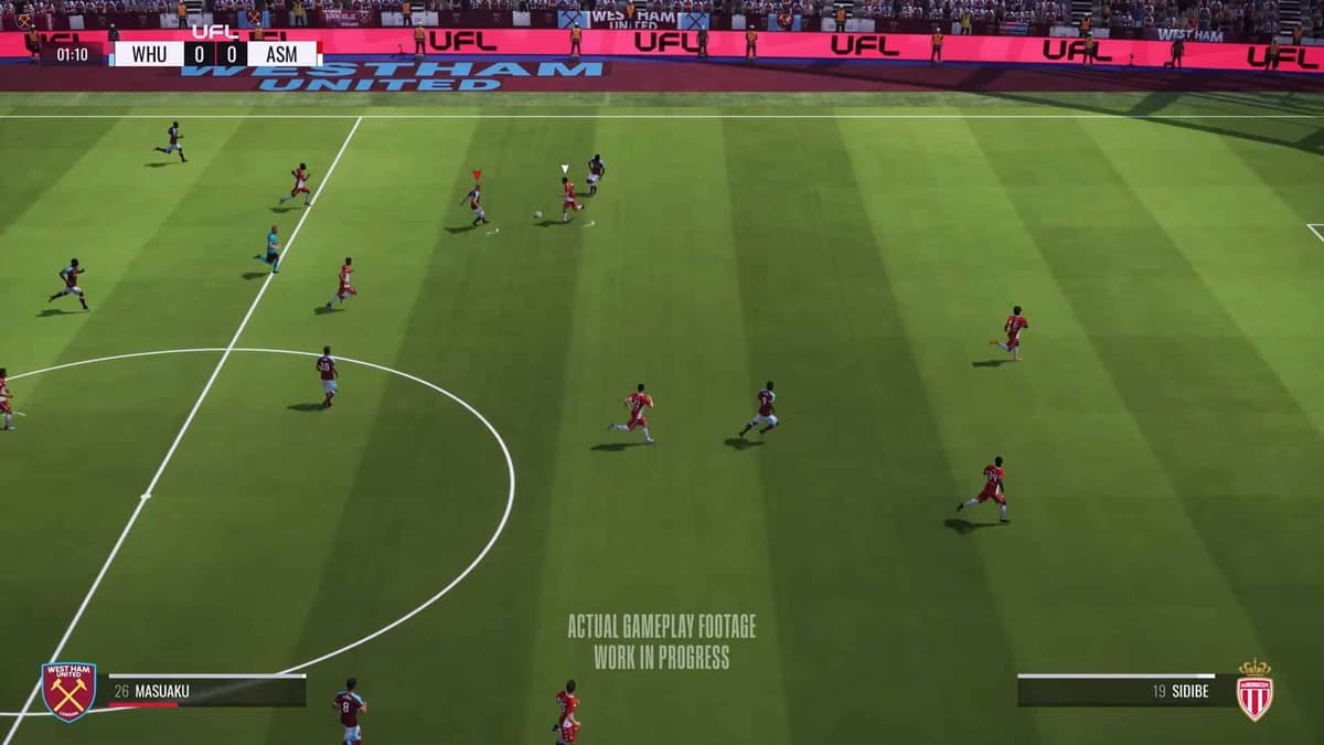 UFL gameplay with west ham player lobbing pass