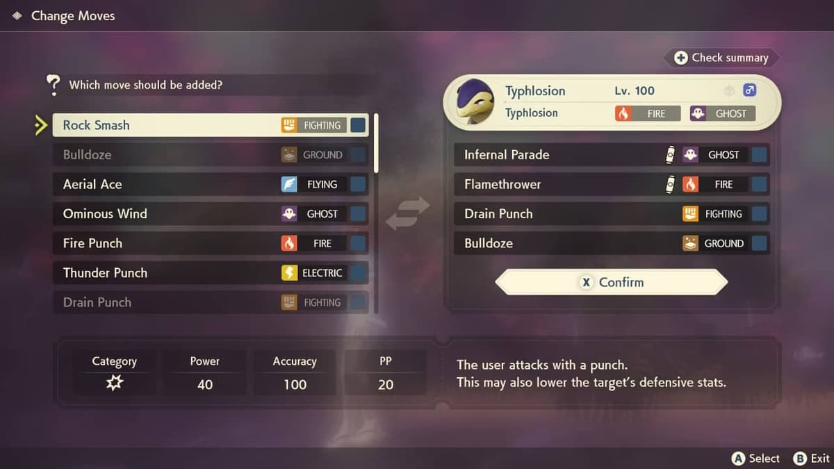 Pokemon Legends Arceus changing moves menu