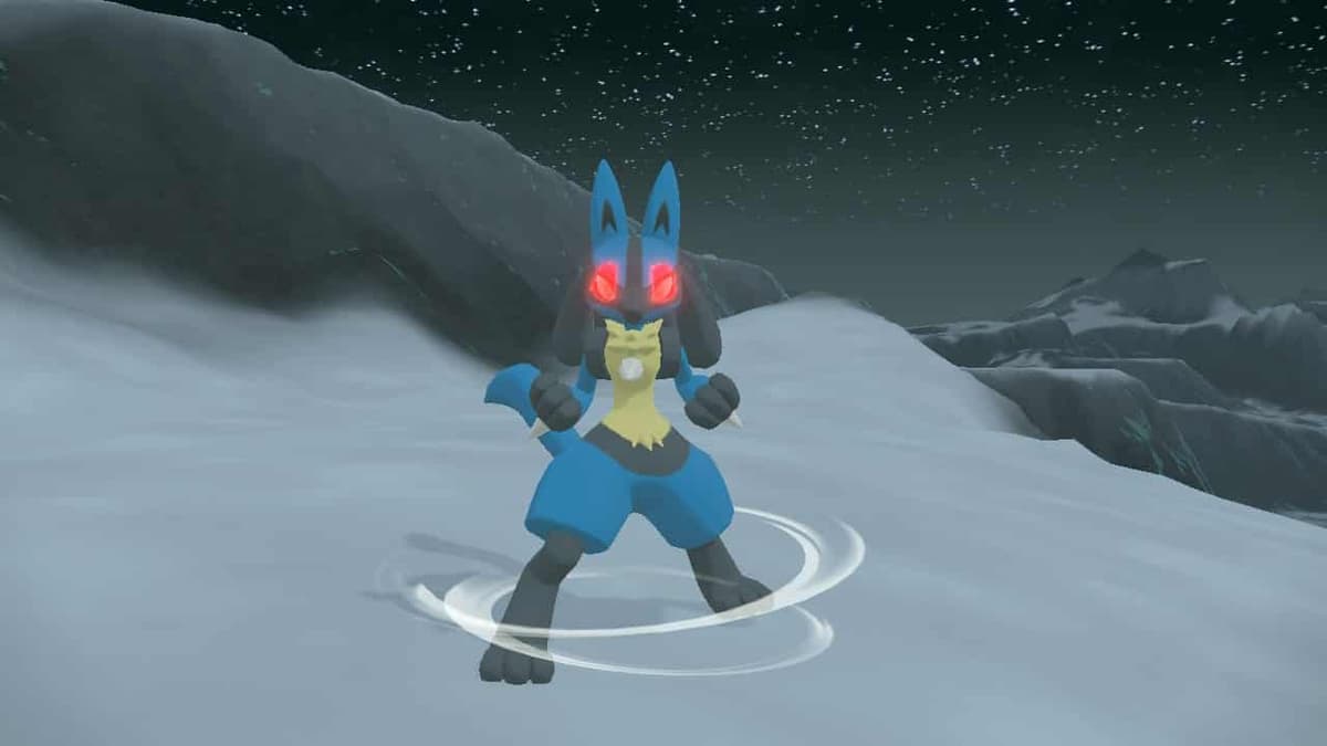 Pokemon Legends Alpha Lucario attacking screenshot