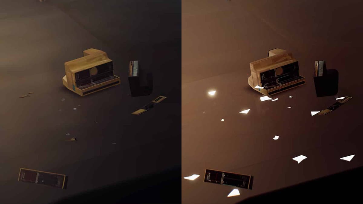 Graphics comparison image broken camera on the ground