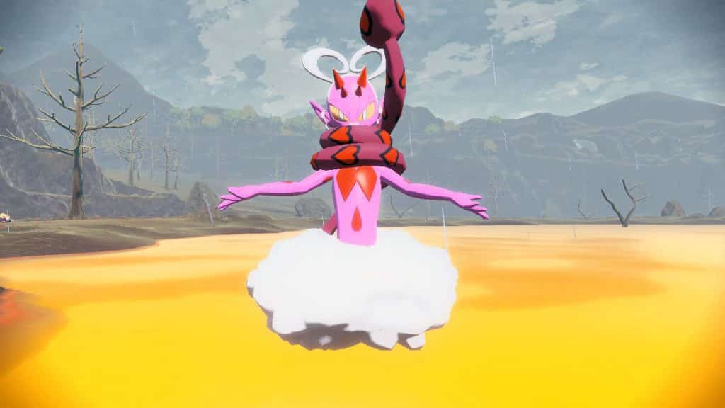 Pokemon Legends Arceus catching Enamorus battle screenshot.