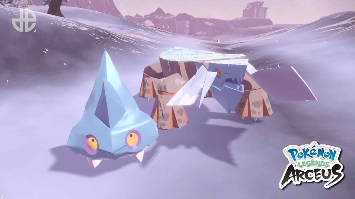 Pokemon Legends Arceus Bergmite and Hisuian Avalugg screenshot.