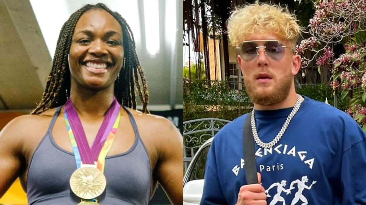 Claressa Shields next to Jake Paul