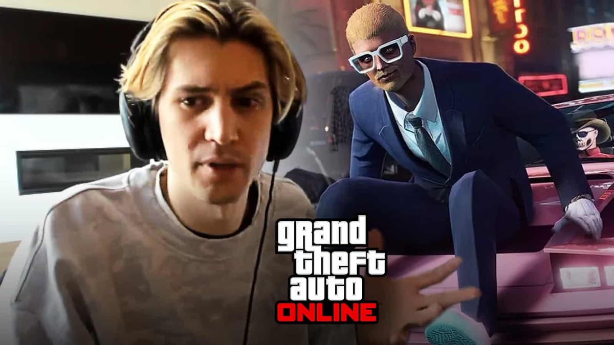 xQc shrugs next to GTA stream.