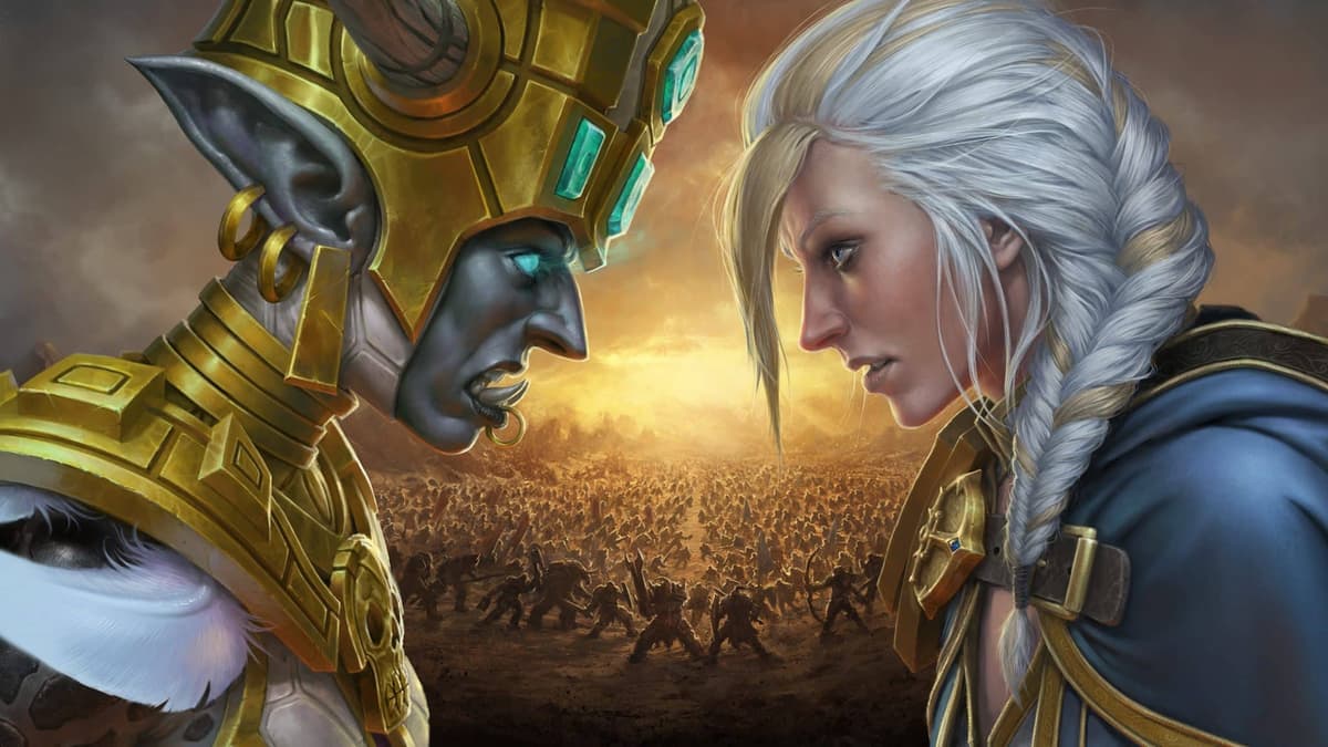 world of warcraft wow horde leader talanji zandalari troll looks at jaina proudmoore alliance