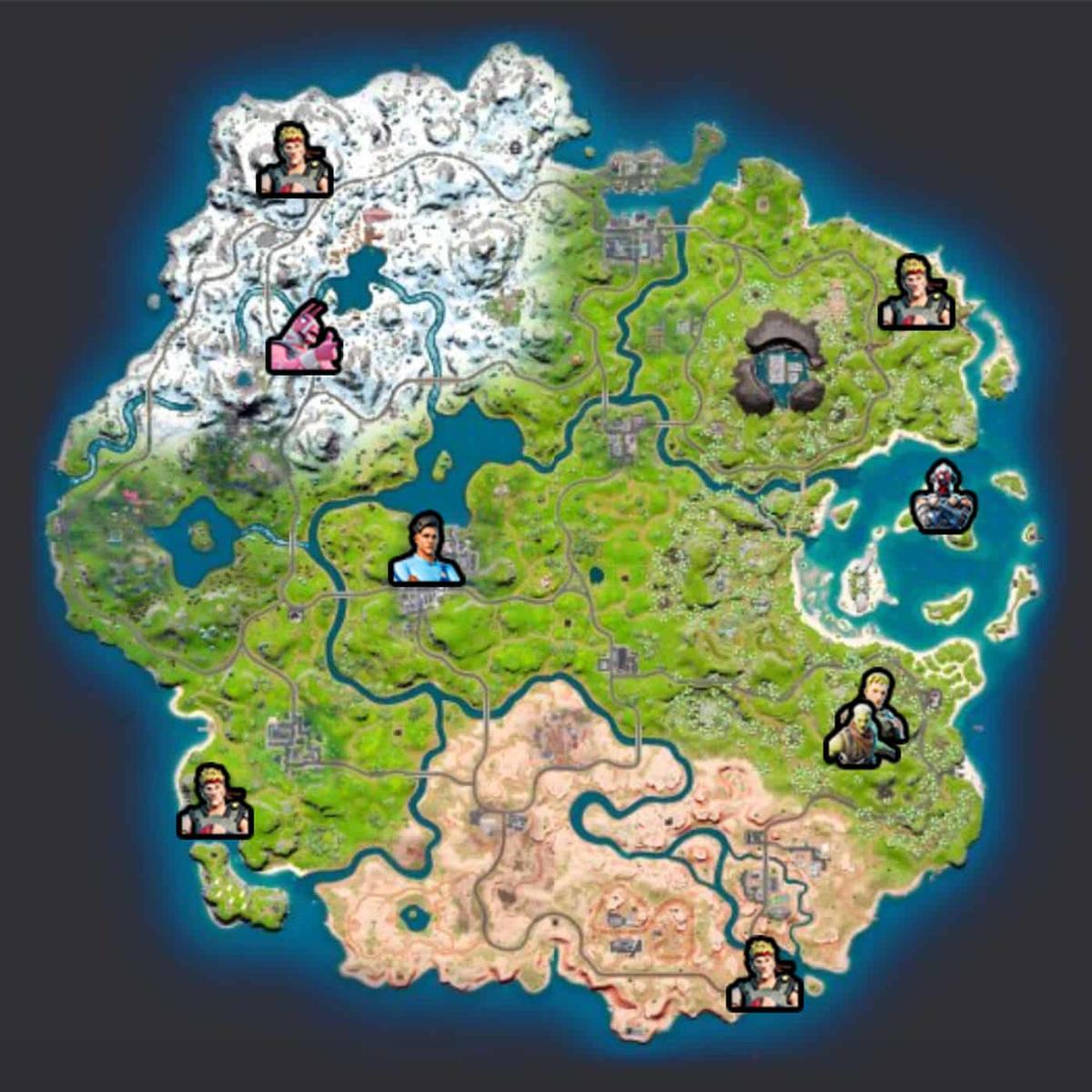 All characters that can be hired in Fortnite marked on the map