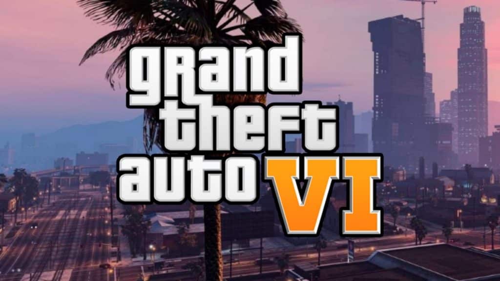 GTA 6 logo on GTA 5 background of Los Santos