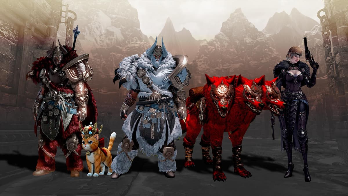 lost ark northern lawmaker skin set white red back colors variations platinum cerberus mount red