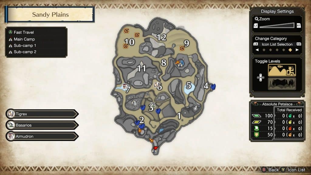 Sandy Plains map Monster Hunter Rise