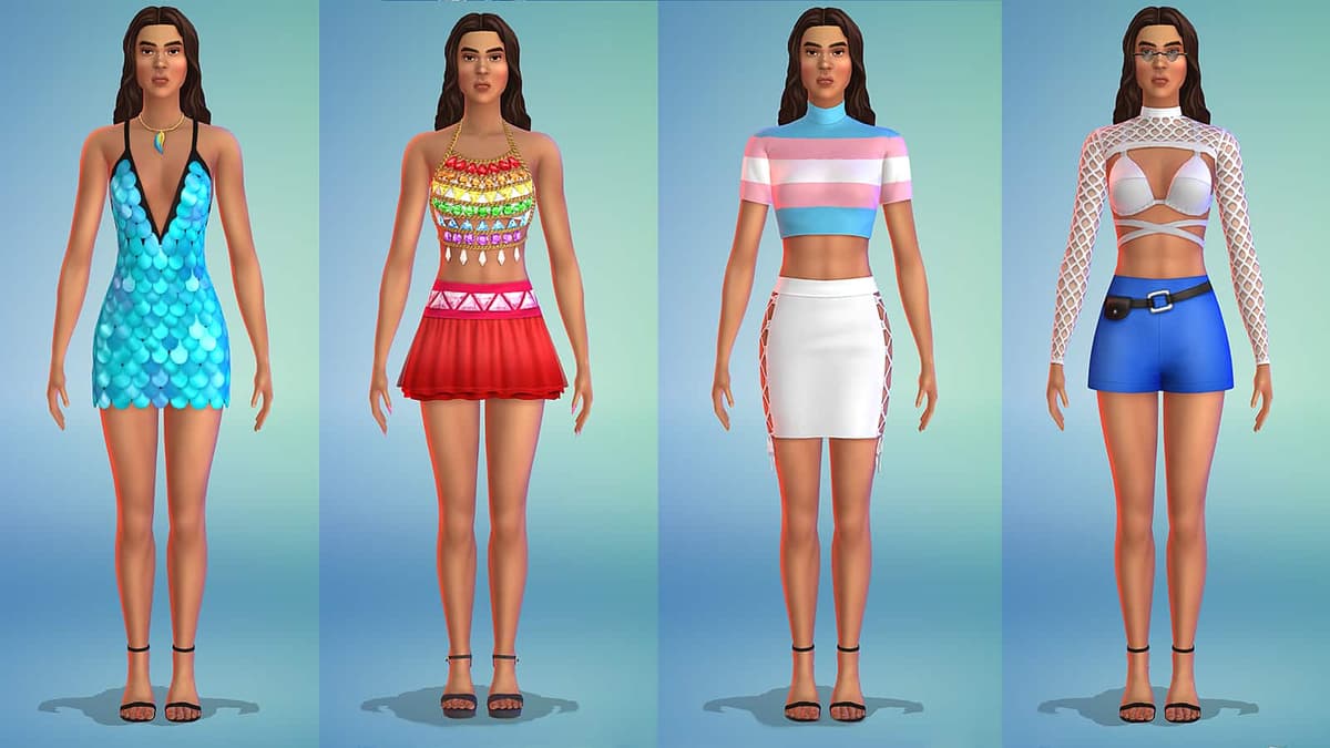 Images of the Feminine framed CAS items in The Sims 4 Carnaval Streetwear Kit