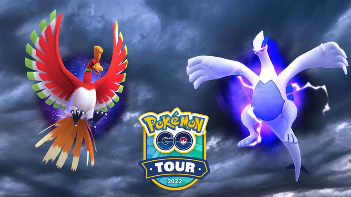 Alpha Ho-Oh and Alpha Shadow Lugia in Pokemon Go Johto Tour screenshot.