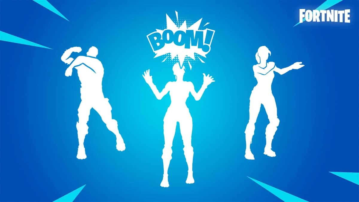 Icons for three different Fortnite dances and TikTok emotes