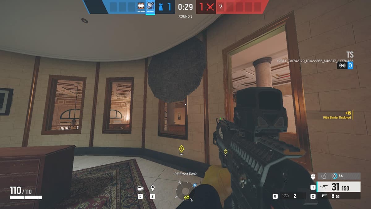 Kiba barrier deployed on Bank banana window in Rainbow Six