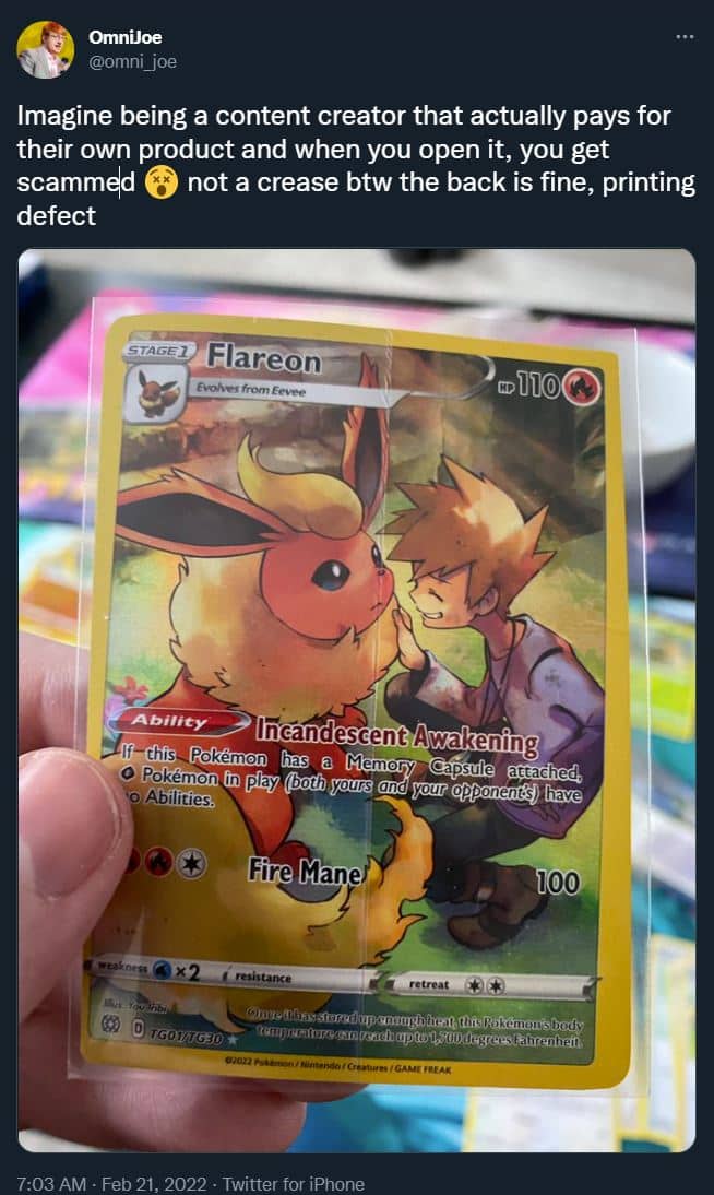 Pokemon Brilliant Stars Flareon Pokemon card screenshot.