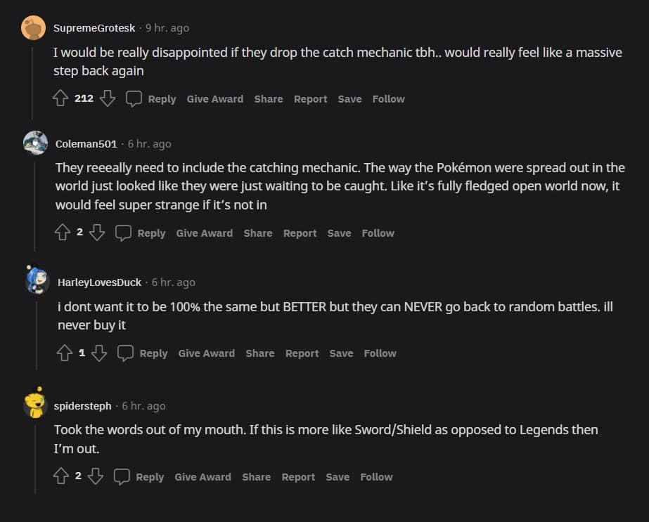 Pokemon fans react to theory that Game Freak is dropping Pokemon Legends Arceus catching mechanic in Pokemon Scarlet & Violet screenshot.