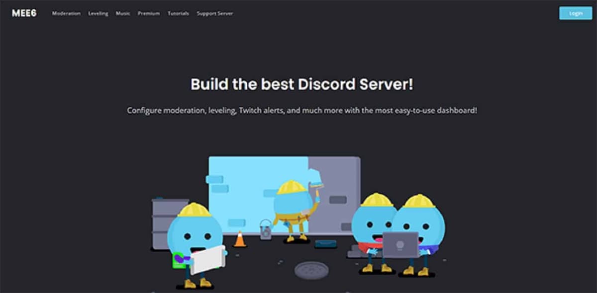 screenshot of Discord's MEE6 bot's website