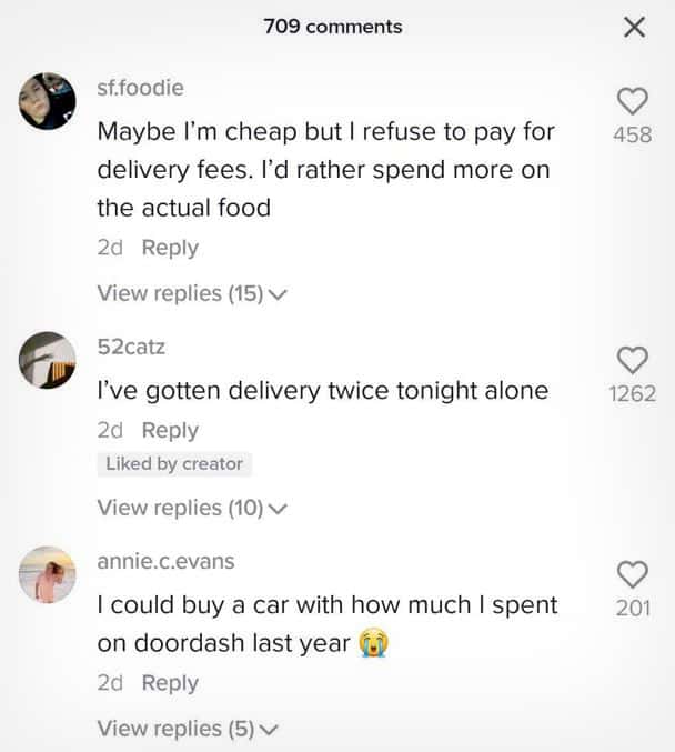 TikTok Doordash comments 2