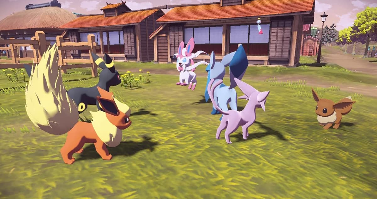 Pokemon Legends Arceus Eevee and its evolutions screenshot.