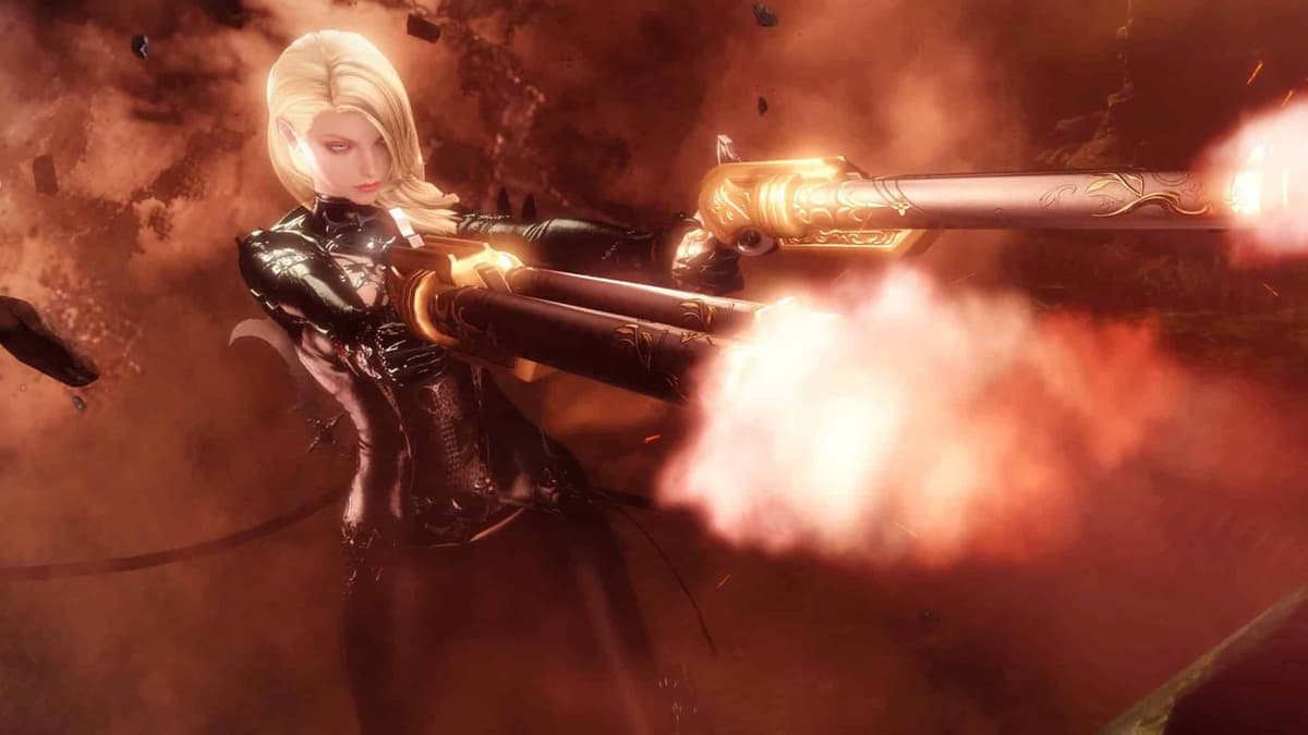 lost ark female gunner gunslinger fires weapons