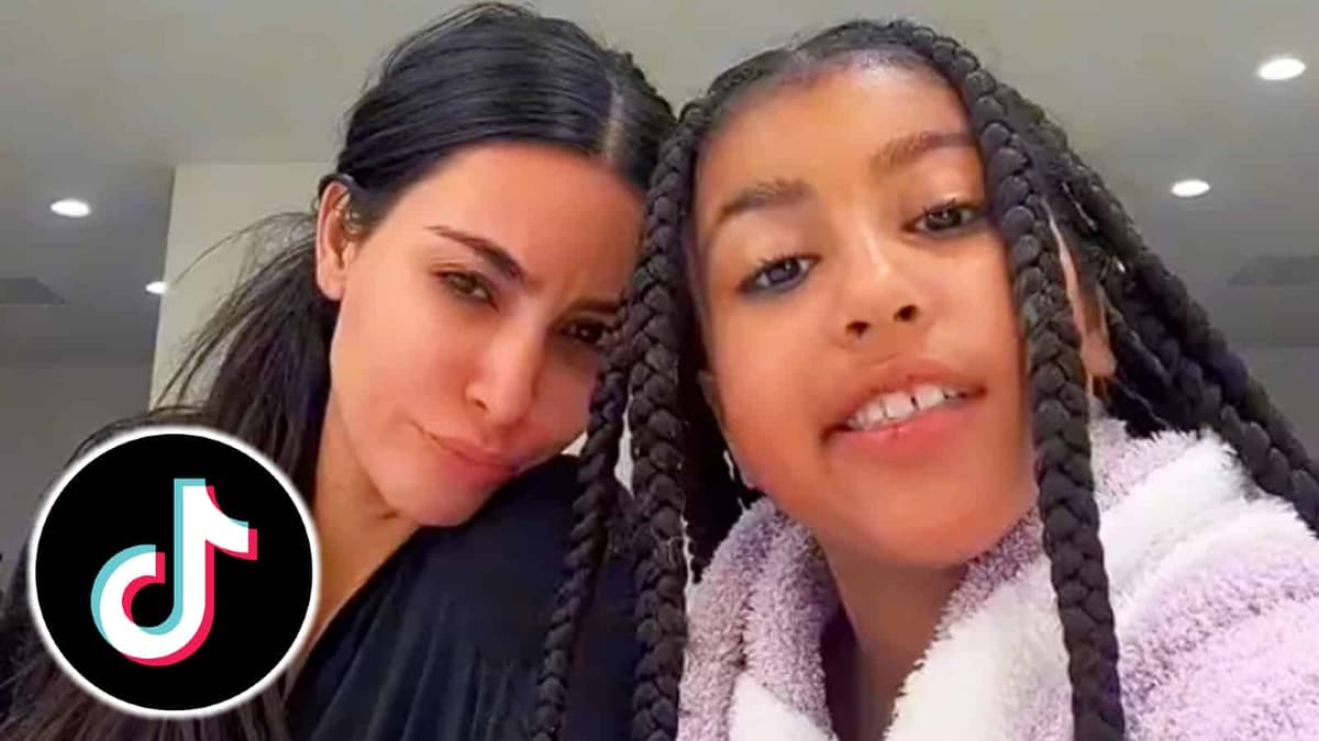 Kim Kardashian and North West filming a TikTok