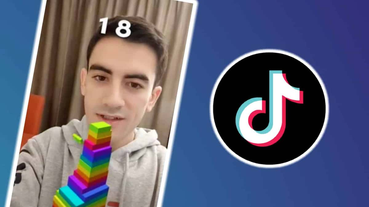 Stacking Challenge game next to TikTok logo