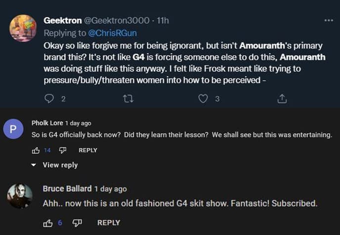 G4 users defend Amouranth's appearance screenshot.