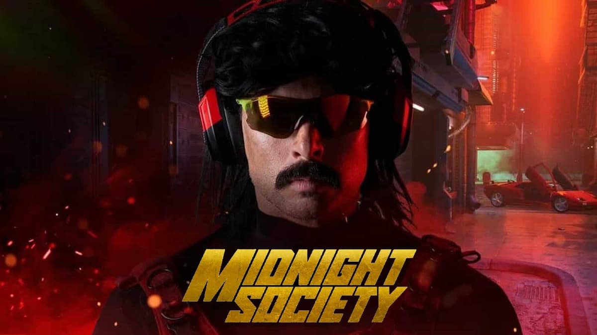 Dr Disrespect with Midnight Society logo