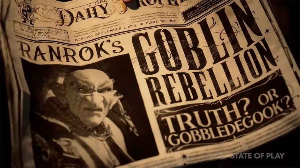 Hogwarts Legacy Ranrok on newspaper