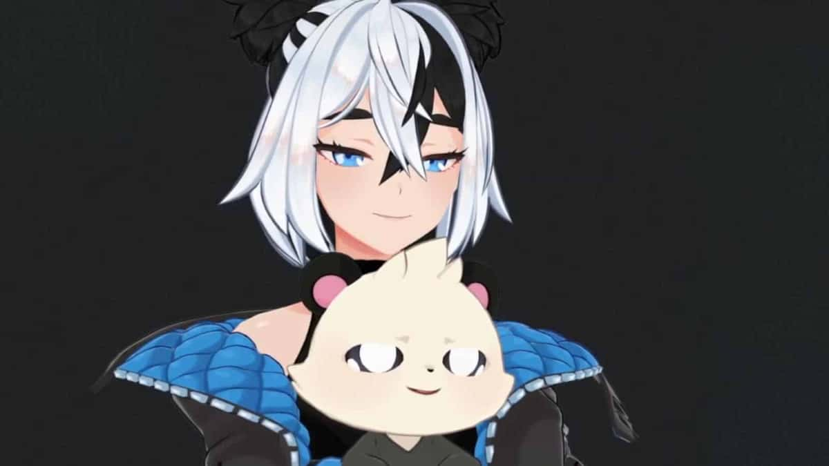 AdmiralBahroo VTuber panda being held in Sam's arms