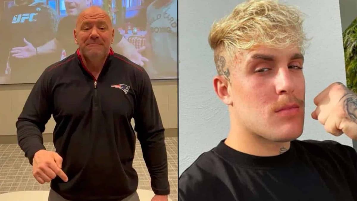 Dana White alongside Jake Paul talking to camera