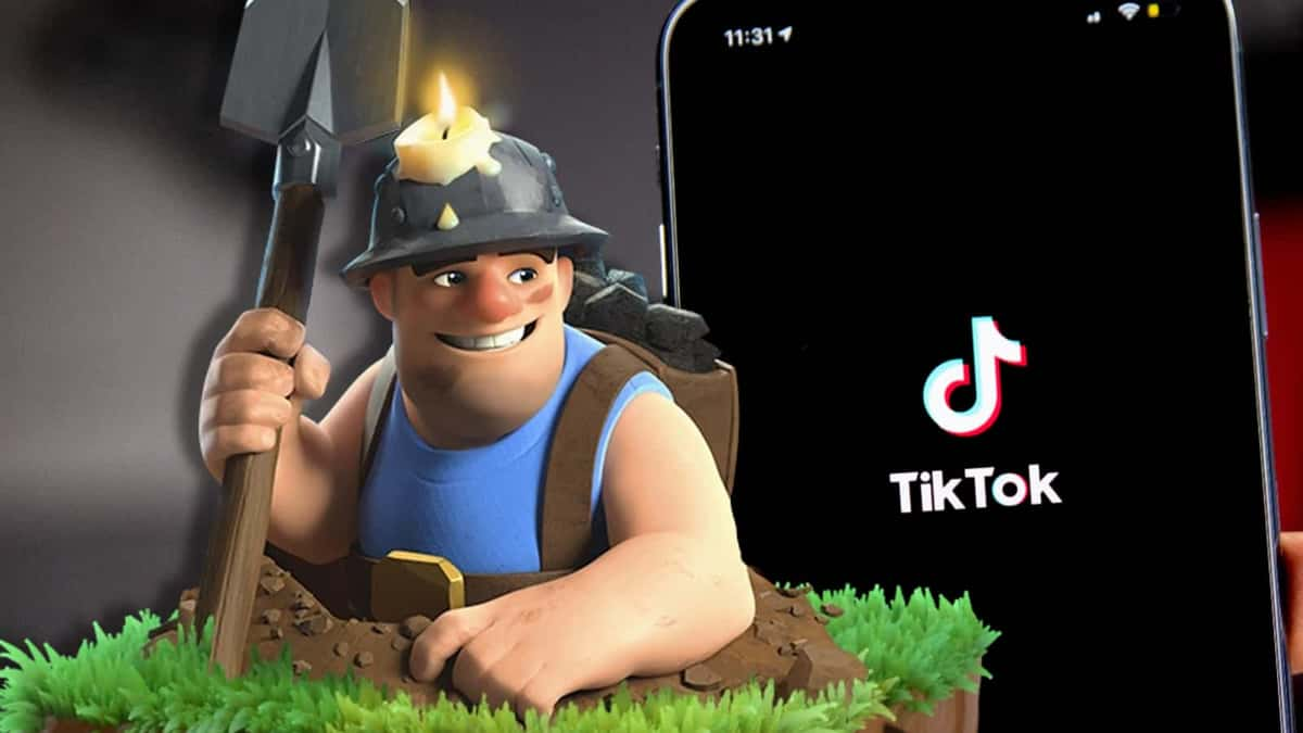 Clash of Clans character Miner next to TikTok logo