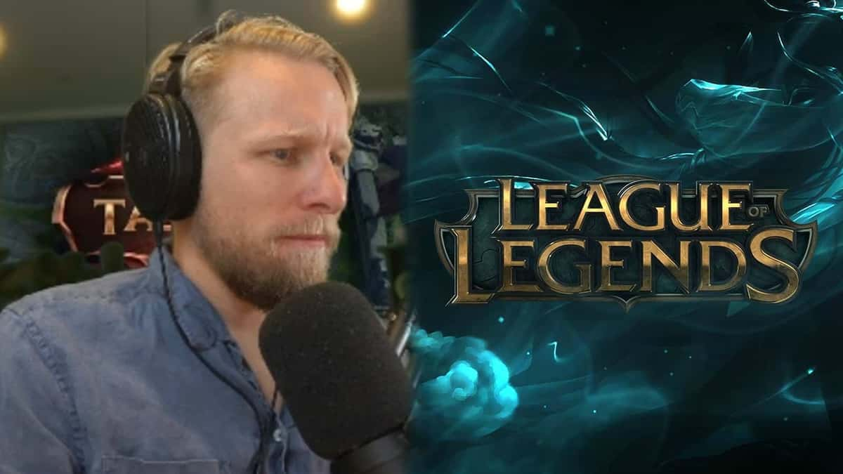 Twitch streamer Quin69 next to League of Legends logo screenshot.