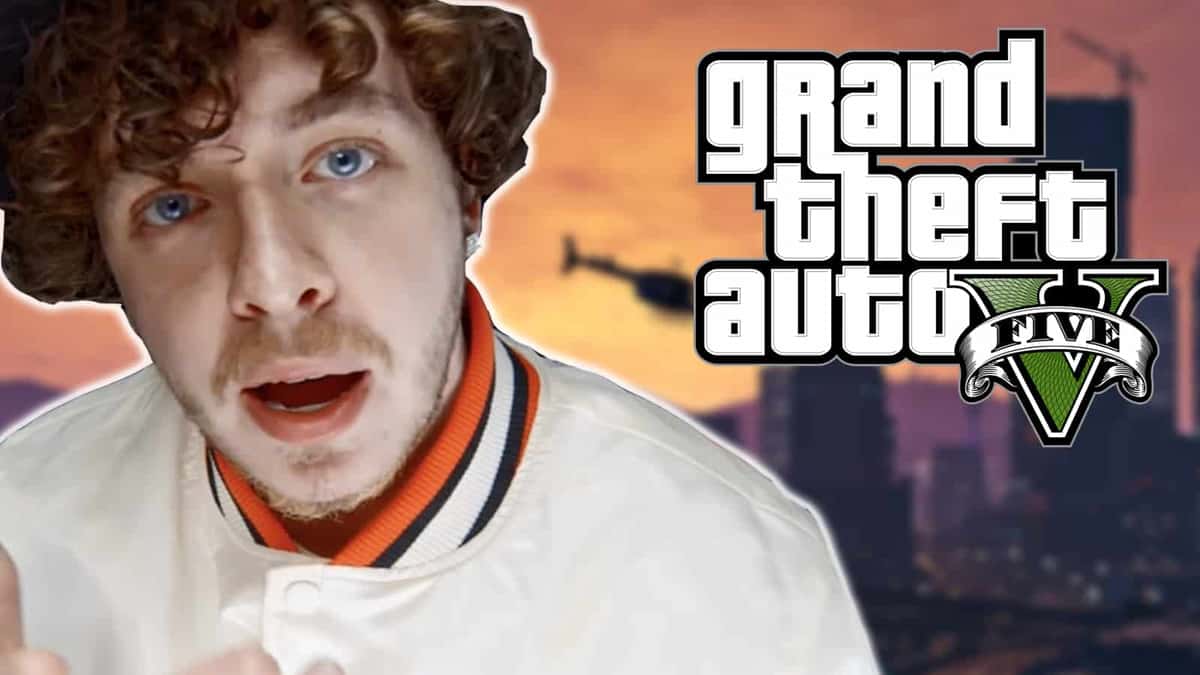 an image of jack harlow and gta 5 logo