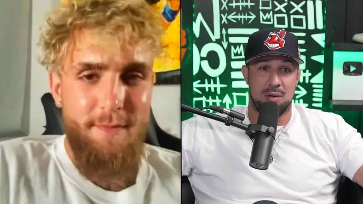 Jake Paul and Brendan Schaub side-by-side talking to mic